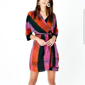 Osei Duro Shaya Wrap Dress in Carmine, hand printed
